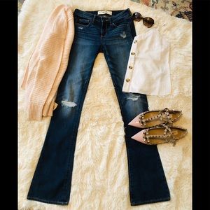 A&F Destroyed Bootcut Jeans